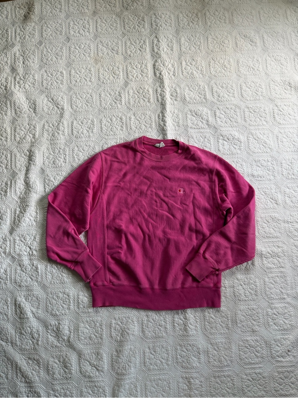 Champion Pink Crewneck Sweatshirt with Ribbed Collar